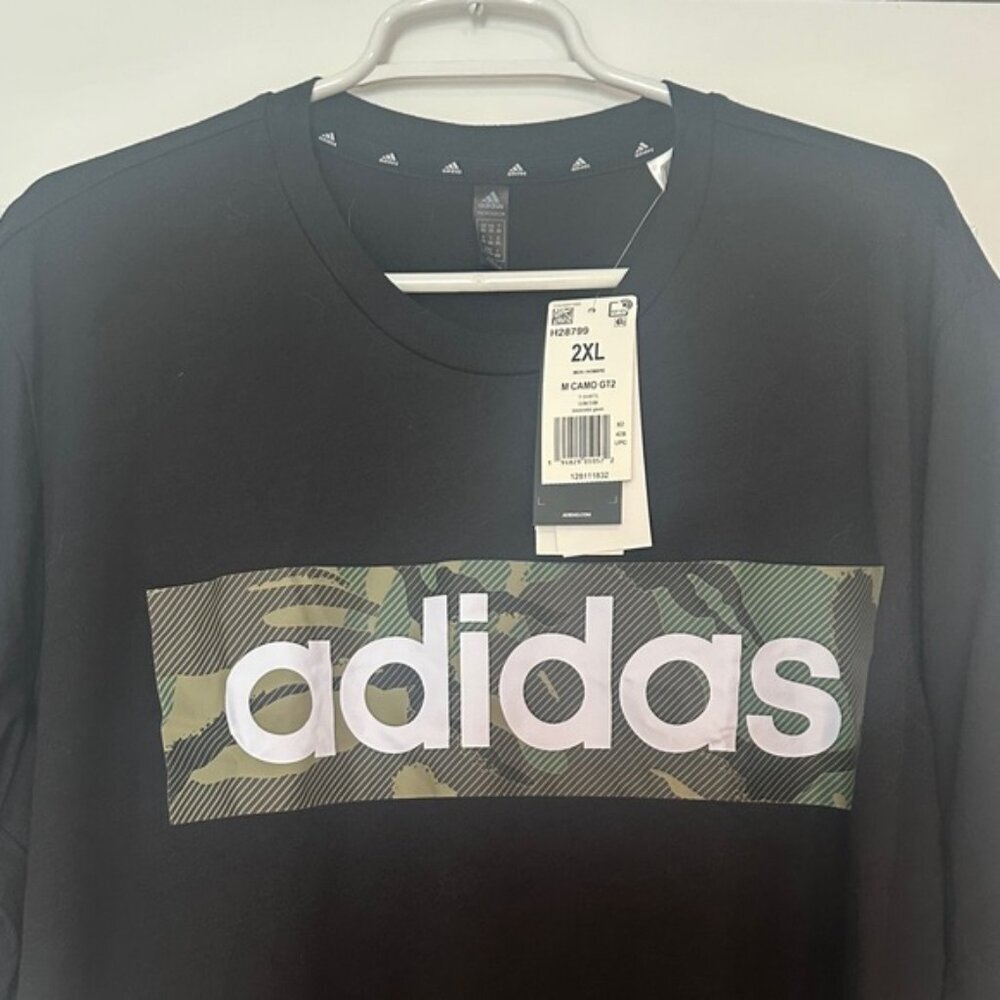 Adidas Black Primegreen Aeroready Tee Camouflage Logo NWT Men XXL Black Athletic - Picture 5 of 5